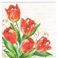 Serwetka  -3031-  tulipany  TŁO ECRU